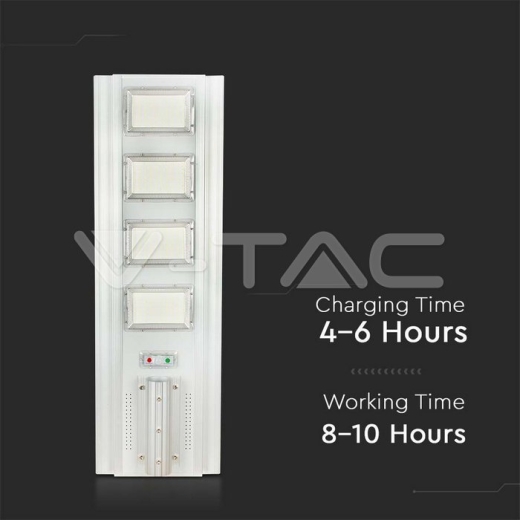 Farola Solar 400W LED Panel solar 50W 6400K Aluminio + PC - 8