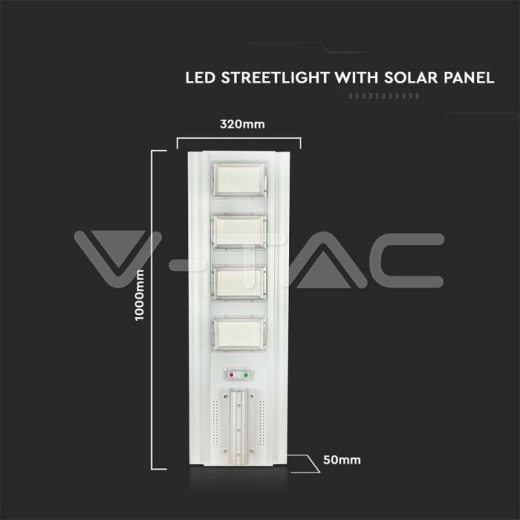 Farola Solar 400W LED Panel solar 50W 6400K Aluminio + PC - 9