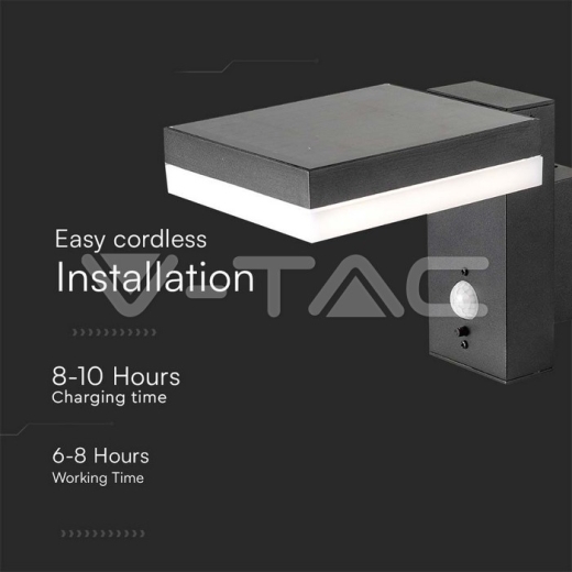 5.5W LED Solar Wall Lamp SMD With PIR Sensor Square IP44 3000K - 3