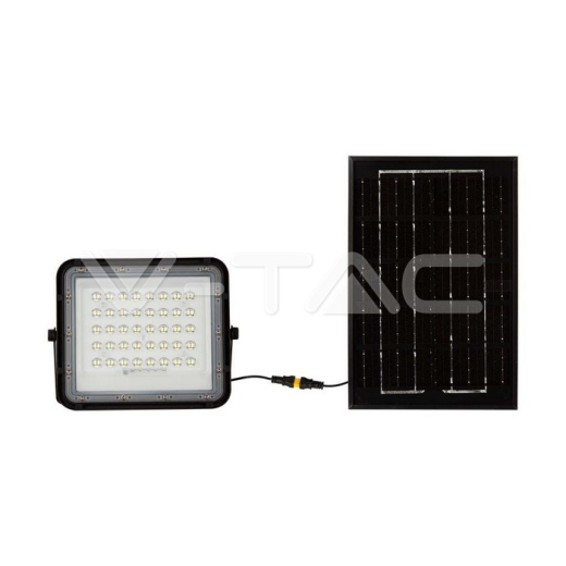 6W LED Solar Floodlight 6400K Replaceable Battery 3m Wire Black Body - 3