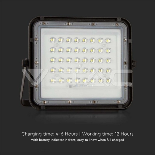 6W LED Solar Floodlight 6400K Replaceable Battery 3m Wire Black Body - 9