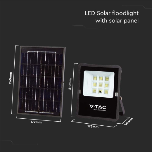 6W LED Solar Floodlight 6400K - 13