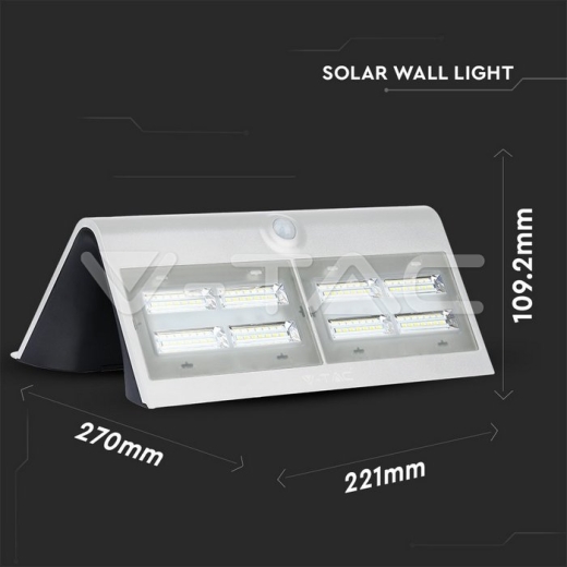 Lámpara de pared solar LED 6.8W Blanco Natural Cuerpo Blanco y Negro - 11