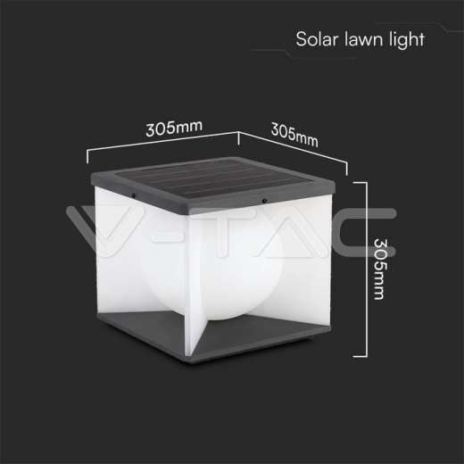 8W LED Solar Garden Lamp (2305A-305A-305mm) 3000K Black, White body - 2