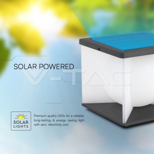 8W LED Solar Garden Lamp (2305A-305A-305mm) 3000K Black, White body - 3