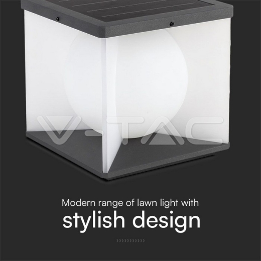 8W LED Solar Garden Lamp (2305A-305A-305mm) 3000K Black, White body - 5