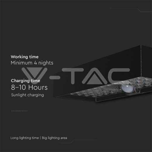 6W LED Solar Wall Light Brick Lithium Battery Black 4000K - 3