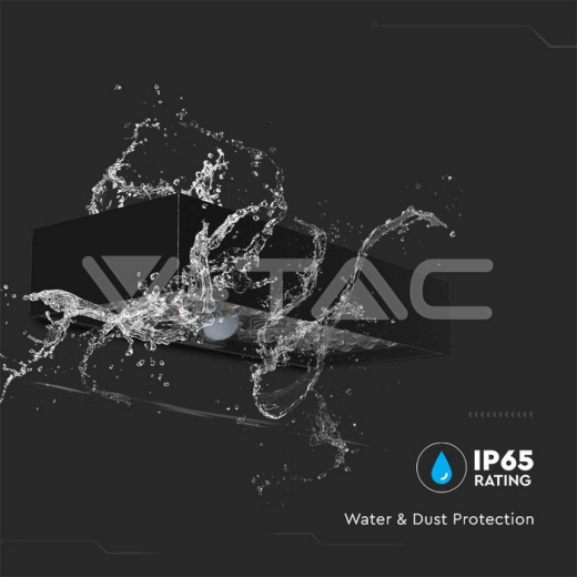 6W LED Solar Wall Light Brick Lithium Battery Black 4000K - 8