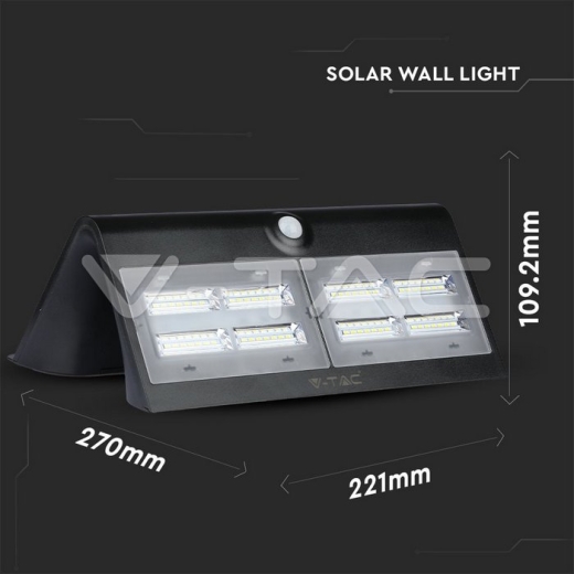 Lámpara de pared solar LED 6.8W Blanco Natural Cuerpo Negro - 11