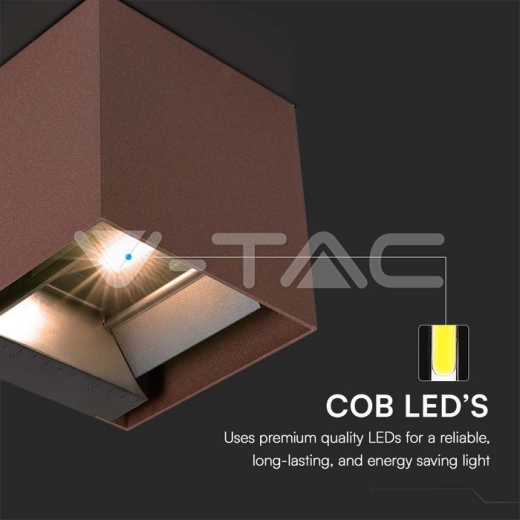 9W COB LED Solar Wall Light Battery 1x2600mAh 16HRS 3000K Corten Body IP65 - 3
