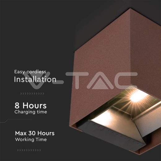 9W COB LED Solar Wall Light Battery 1x2600mAh 16HRS 3000K Corten Body IP65 - 4