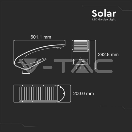 Lámpara LED solar de jardín 20W PIR Sensor Control RF 4000K - 16
