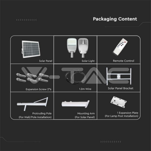 LED Solar Street Light SAMSUNG Chip 50W White Body 4000K - 11