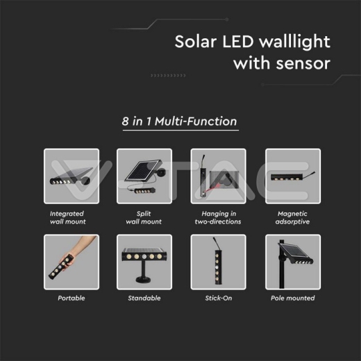 LED Solar Wall Light 3000K - 7