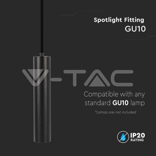 Aro colgante 1xGU10 negro D:60x300mm - 3