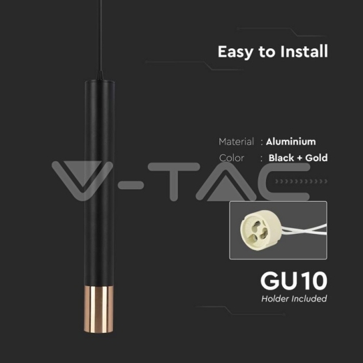 Aro colgante 1xGU10 negro + oro D:60x500mm - 4