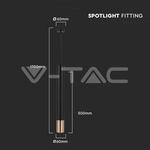 Aro colgante 1xGU10 negro + oro D:60x500mm - 5