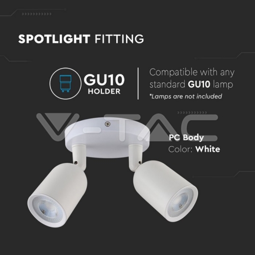 Lámpara de pared 2 x GU10 cuerpo Blanco - 3