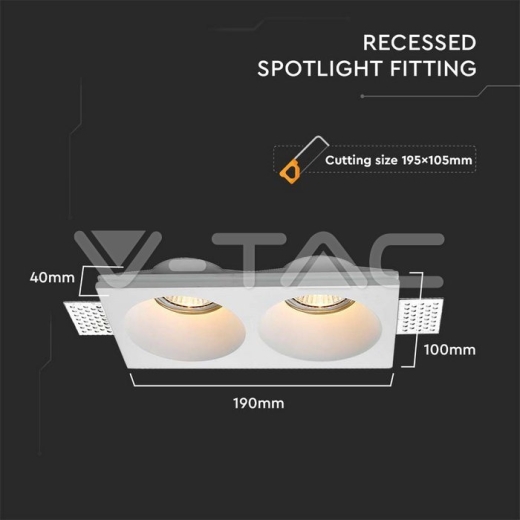 Aplique de Escayola 2xGU10 Redondo Blanco - 3