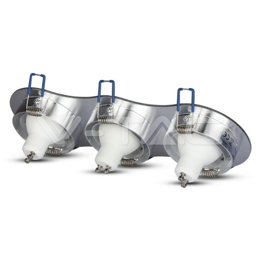 3 x GU10 Housing Round Aluminium Brush - 3