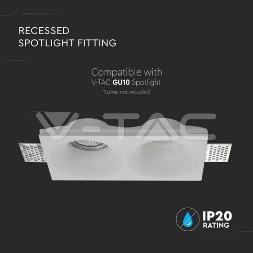 2xGU10 Fitting Gypsum Round White - 2