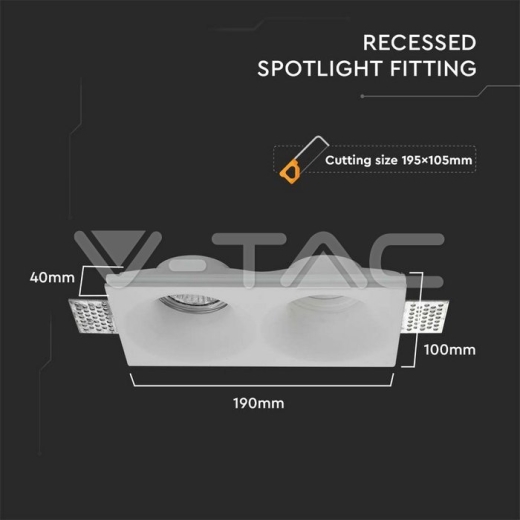 2xGU10 Fitting Gypsum Round White - 3