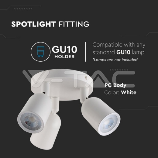 Lámpara de pared 3 x GU10 cuerpo Blanco - 3