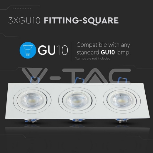 3 x GU10 Housing Square White - 4
