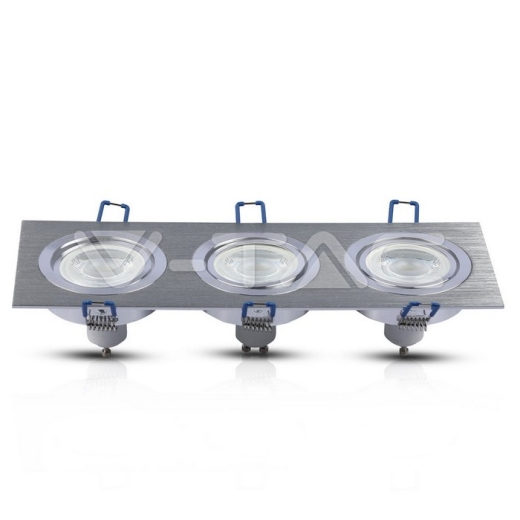 3 x GU10 Housing Square Aluminium Brush - 3