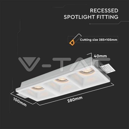 Aplique de Escayola 3xGU10 Redondo Blanco - 3