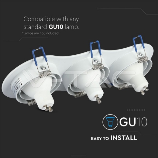 3 x GU10 Housing Round White - 10