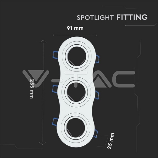 3 x GU10 Housing Round White - 11