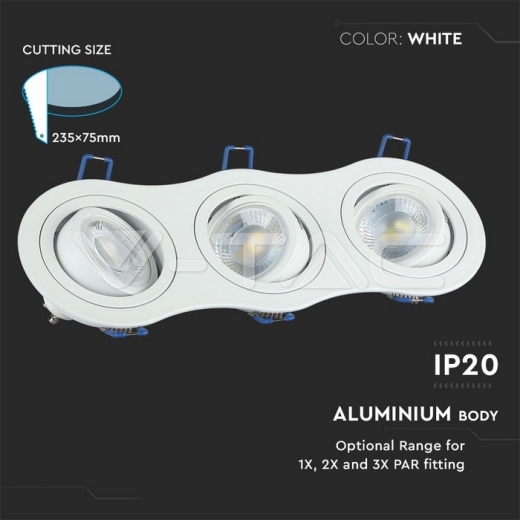 3 x GU10 Housing Round White - 9