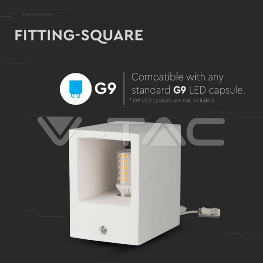 G9 Fitting Square White - 3