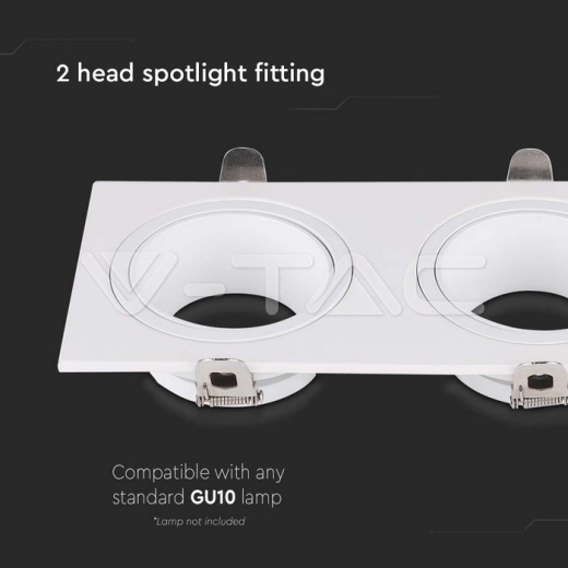 GU10 2 Head Spotlight Fitting Iron+PC, White+White - 2