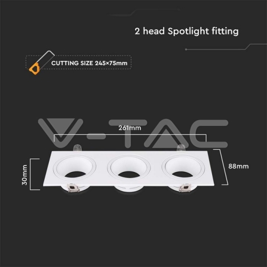 GU10 3 Head Spotlight Fitting Iron+PC, White+White - 4