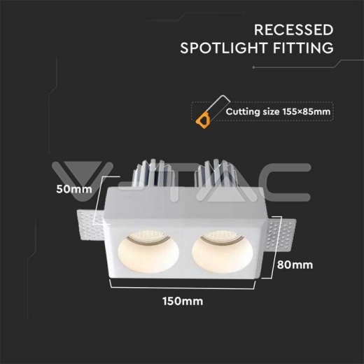 Aplique de Escayola 2xGU10 Redondo Blanco - 3