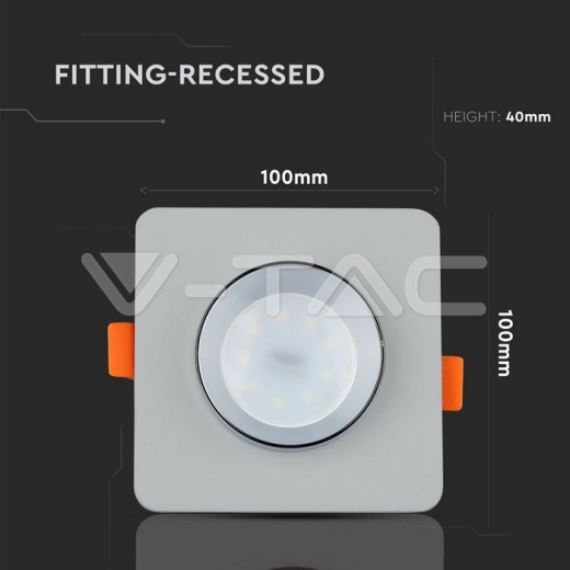 GU10 Fitting Concrete Metal Grey Recessed Light Chrome Bottom Square - 7