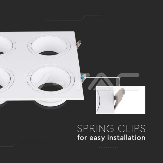 GU10 4 Head Spotlight Fitting Iron+PC, White+White - 3