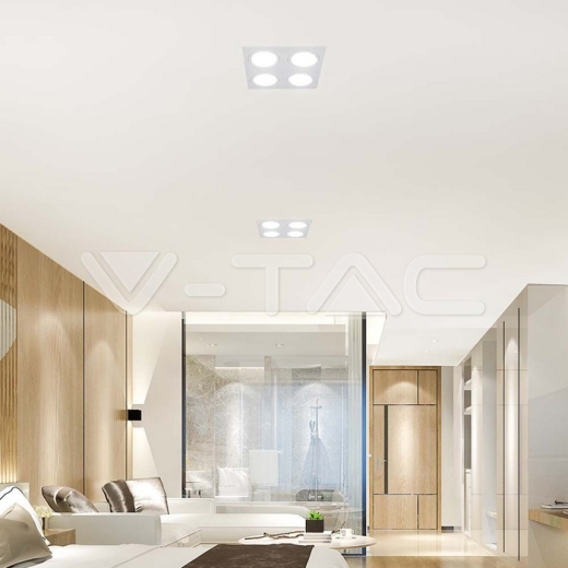 GU10 4 Head Spotlight Fitting Iron+PC, White+White - 5