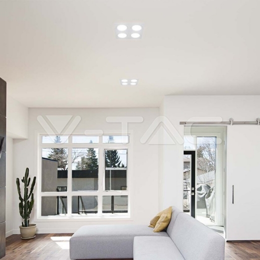 GU10 4 Head Spotlight Fitting Iron+PC, White+White - 6