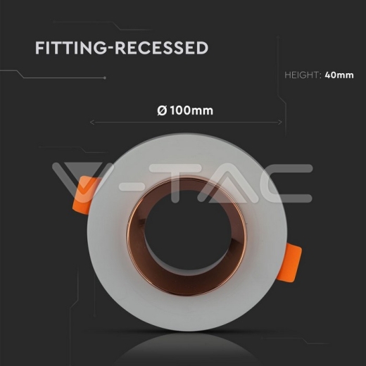 GU10 Fitting Concrete Metal Grey Recessed Light Rose Gold Round - 7