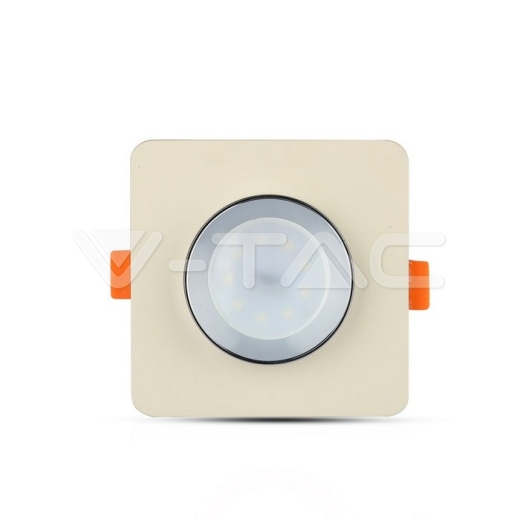 GU10 Fitting Concrete Metal Off White Recessed Light Chrome Bottom Square - 2