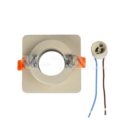 GU10 Fitting Concrete Metal Off White Recessed Light Chrome Bottom Square - 4