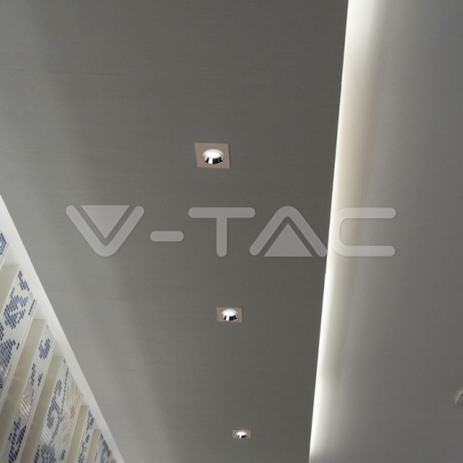 GU10 Fitting Concrete Metal Off White Recessed Light Chrome Bottom Square - 8