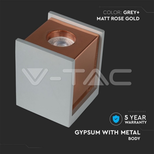 GU10 Fitting Concrete Surface Matt Rose Gold Bottom Square - 7