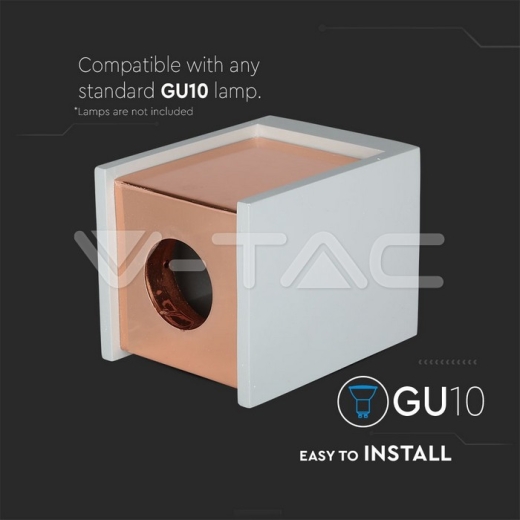 GU10 Fitting Concrete Surface Matt Rose Gold Bottom Square - 8