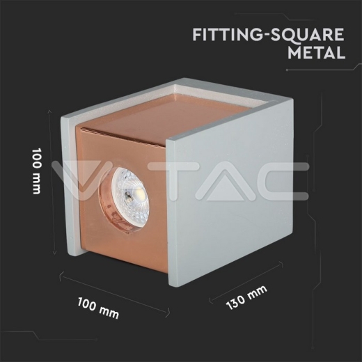 GU10 Fitting Concrete Surface Matt Rose Gold Bottom Square - 9
