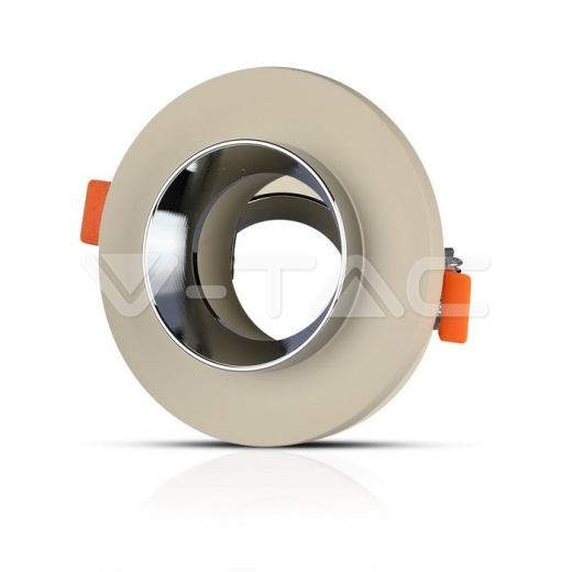 GU10 Fitting Concrete Metal Off White Recessed Light Chrome Round - 1