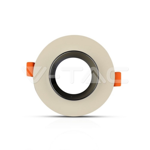 GU10 Fitting Concrete Metal Off White Recessed Light Chrome Round - 2